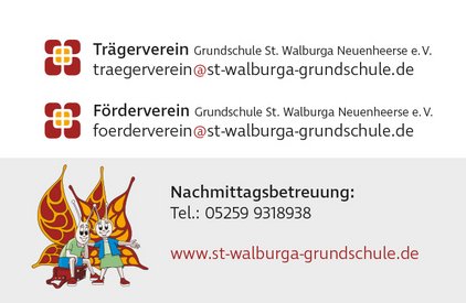 St. Walburga Grundschule - Visitenkarte Rückseite